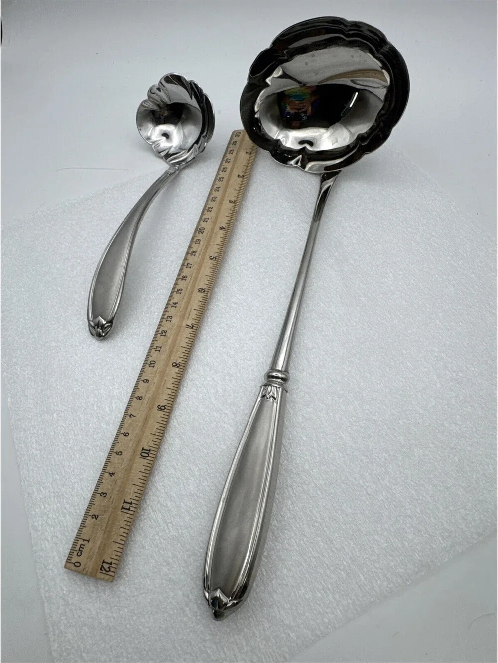 Pair Of Princess House Barrington Ladles Stainless 18/10 - 12” & 8” Flatware